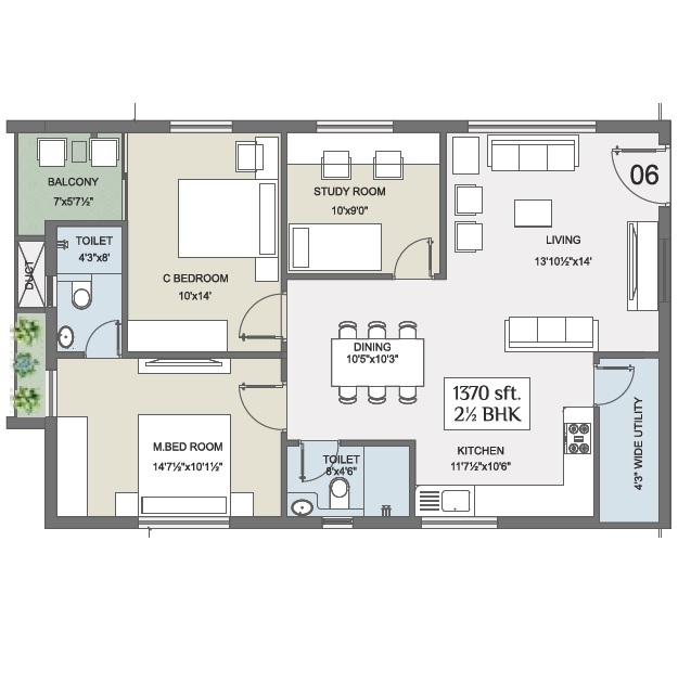 2 BHK 1370 Sq. Ft. Apartment in Chilcon Mayan