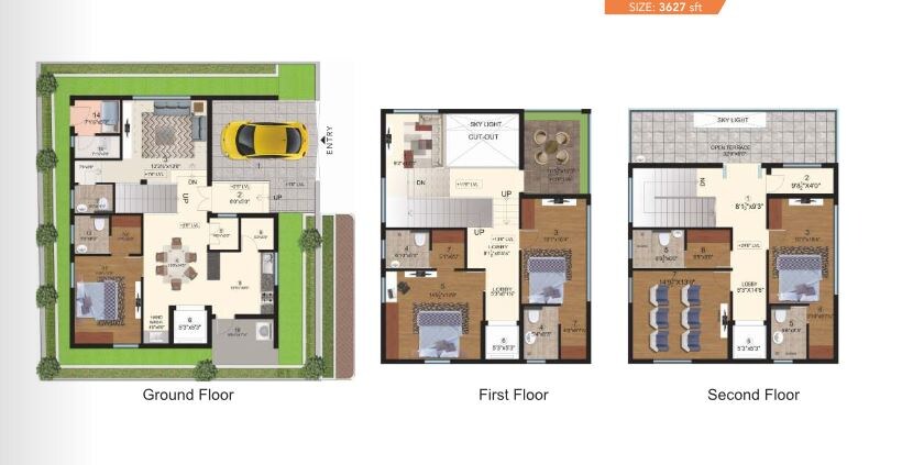 Floor plan of 4 BHK 3627 Sq. Ft. Villa in CMG Halcyon Homes, Hyderabad