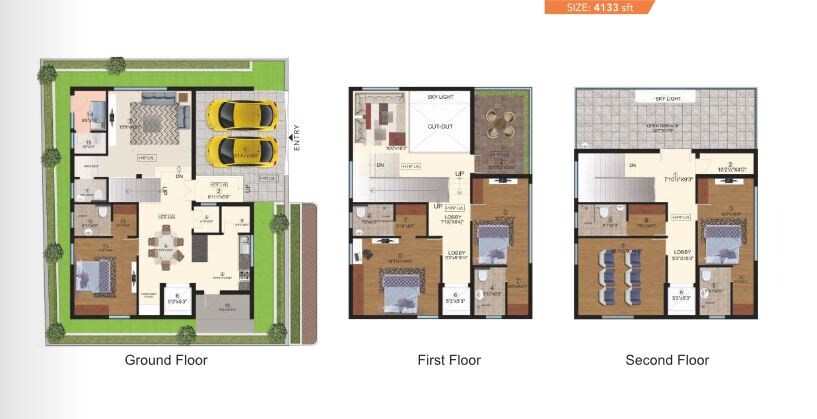 Floor plan of 4 BHK 4133 Sq. Ft. Villa in CMG Halcyon Homes, Hyderabad