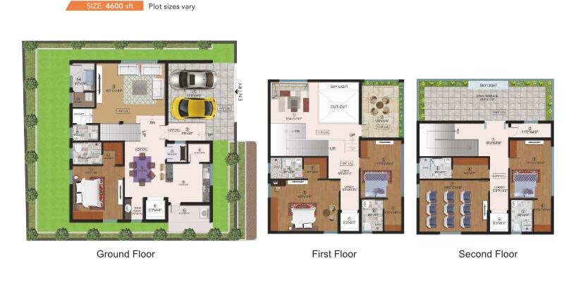 Floor plan of 4 BHK 4600 Sq. Ft. Villa in CMG Halcyon Homes, Hyderabad