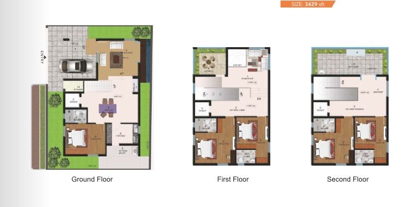 Floor plan of 5 BHK 3429 Sq. Ft. Villa in CMG Halcyon Homes, Hyderabad