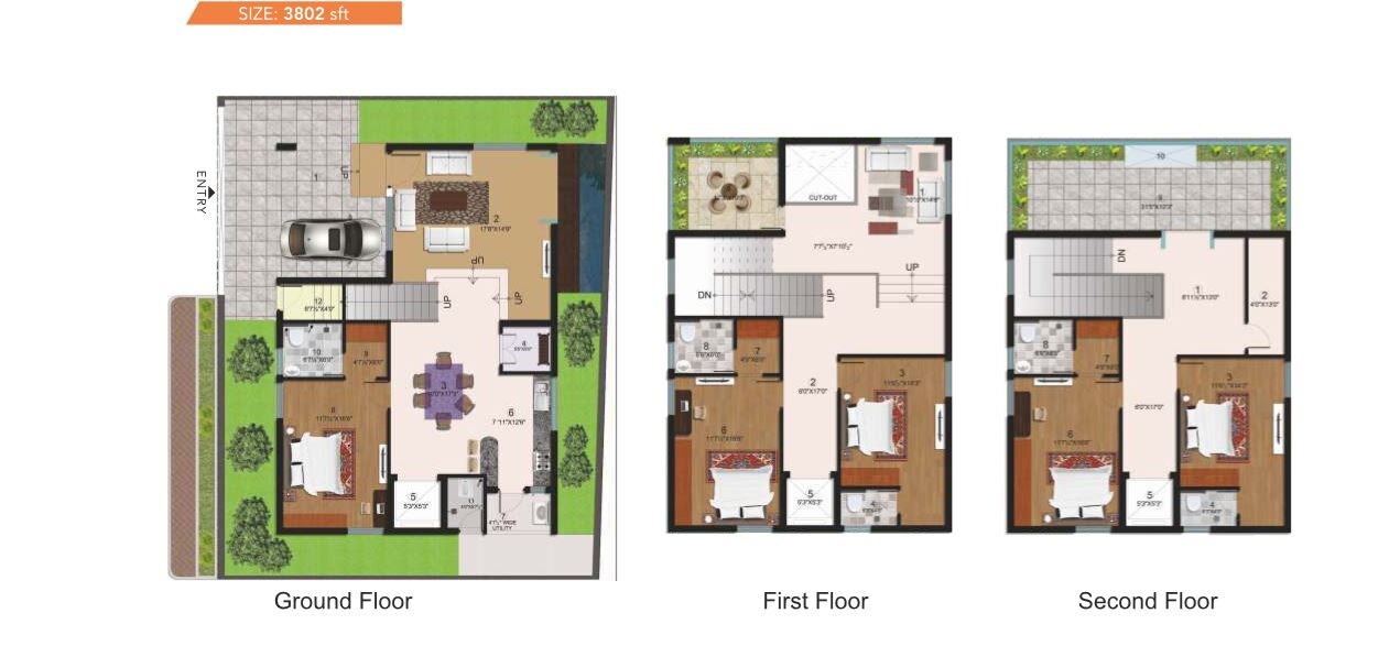 Floor plan of 5 BHK 3802 Sq. Ft. Villa in CMG Halcyon Homes, Hyderabad