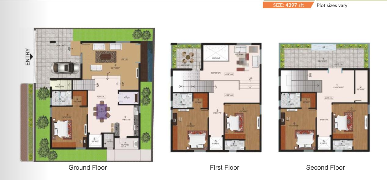 Floor plan of 5 BHK 4397 Sq. Ft. Villa in CMG Halcyon Homes, Hyderabad