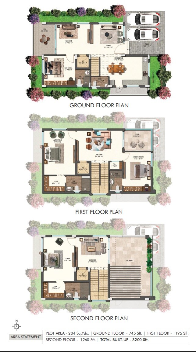 Floor plan of 4 BHK 3200 Sq. Ft. Villa in Concrete Western Park, Hyderabad