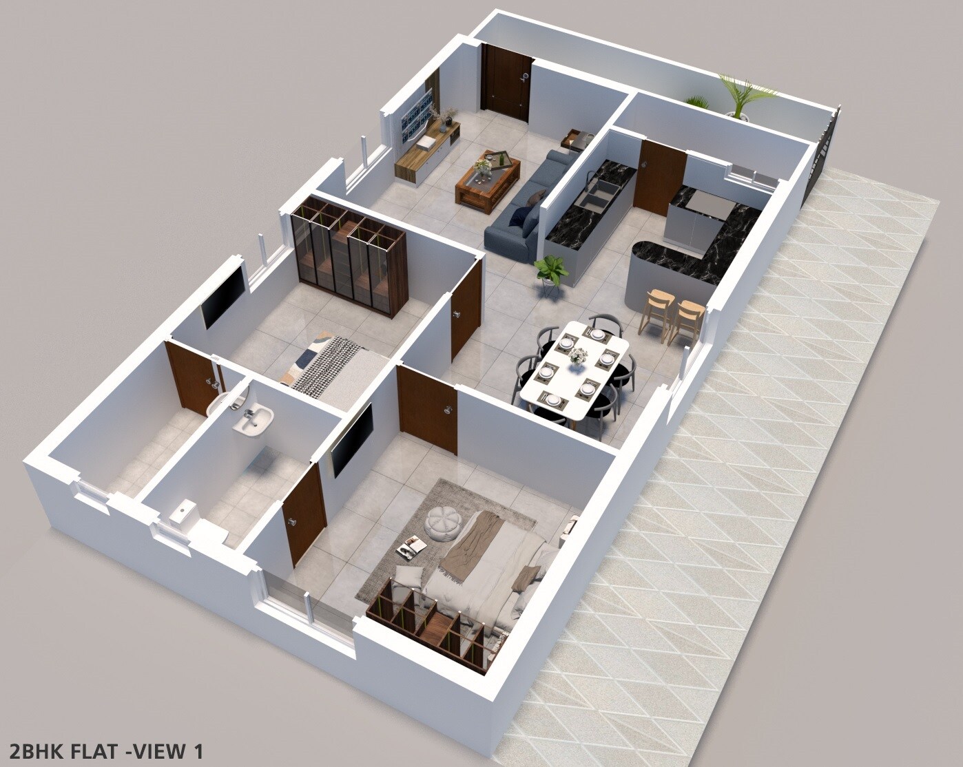 Floor plan of 2 BHK 1294 Sq. Ft. Apartment in Continental Platinum Nest, Hyderabad