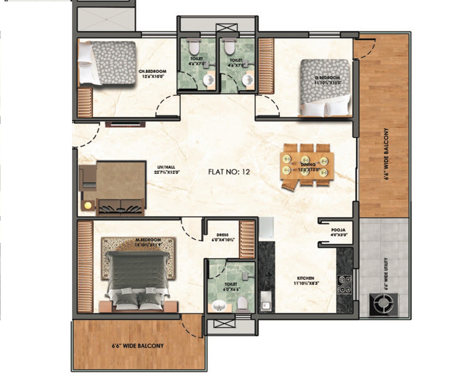 3 BHK 2150 Sq. Ft. Apartment