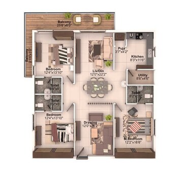  3 BHK Apartment at Crown Whistling Woods, Kokapet – for Rent