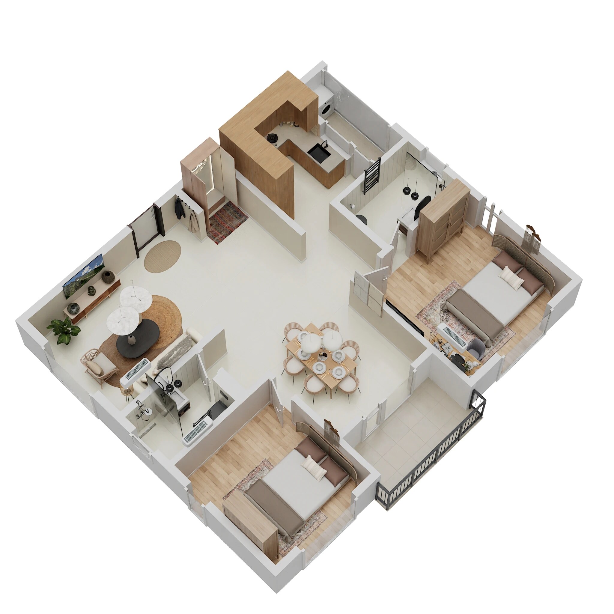 Floor plan of 2 BHK 1300 Sq. Ft. Apartment in Cybercity Stone Ridge, Hyderabad