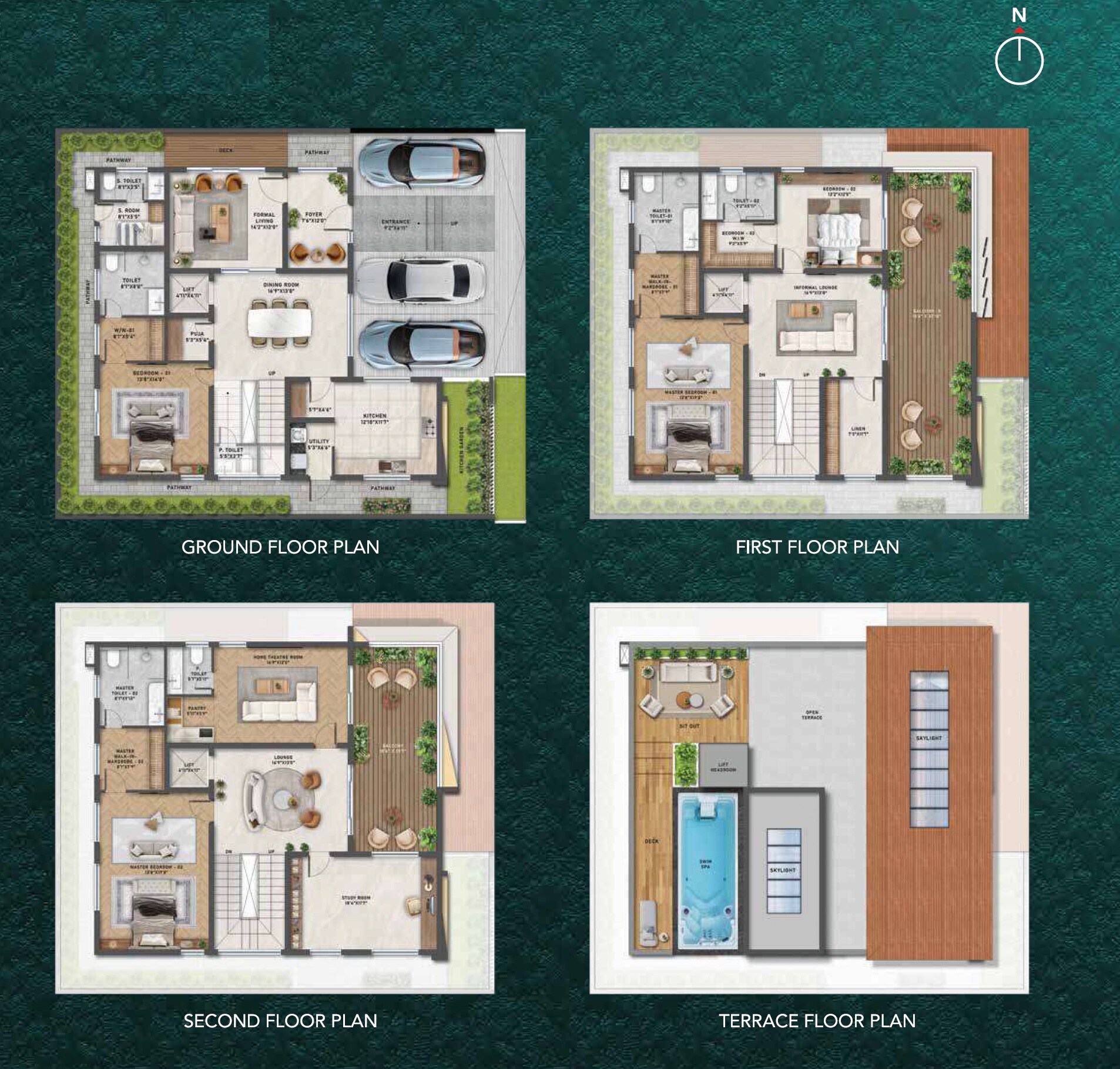Floor plan of 4 BHK 5617 Sq. Ft. Villa in Cybercity Villa Verde, Hyderabad