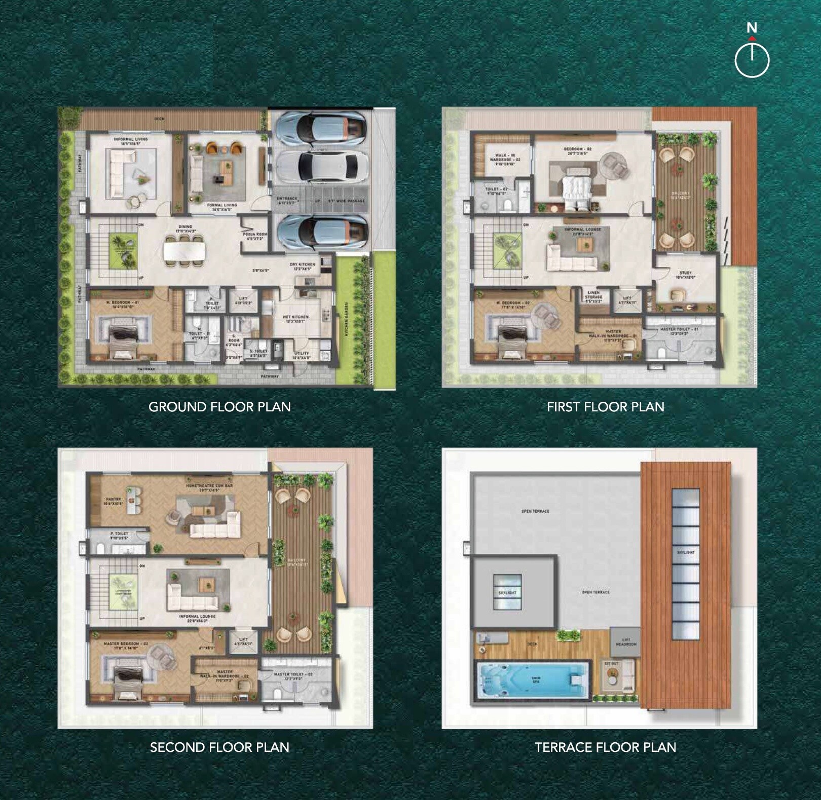 Floor plan of 4 BHK 6884 Sq. Ft. Villa in Cybercity Villa Verde, Hyderabad