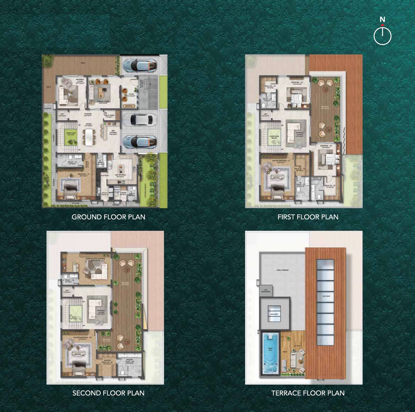 Floor plan of 5 BHK 7406 Sq. Ft. Villa in Cybercity Villa Verde, Hyderabad