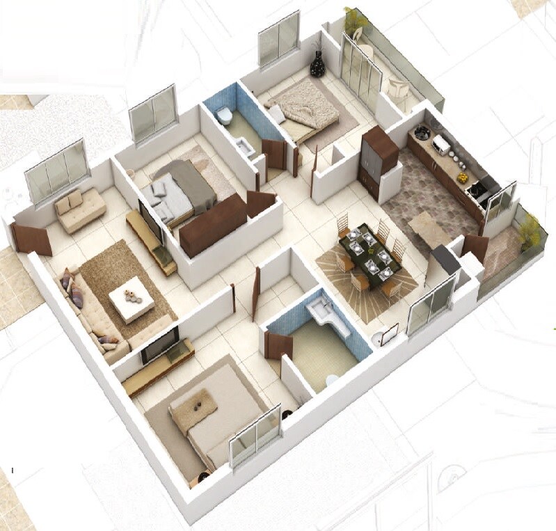 3 BHK 1500 Sq. Ft. Apartment