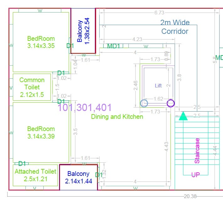 2 BHK 1185 Sq. Ft. Apartment