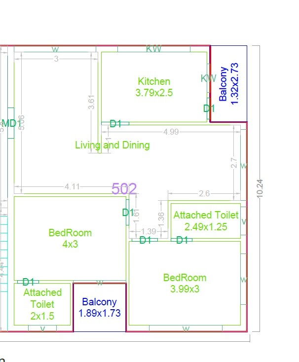2 BHK 1295 Sq. Ft. Apartment