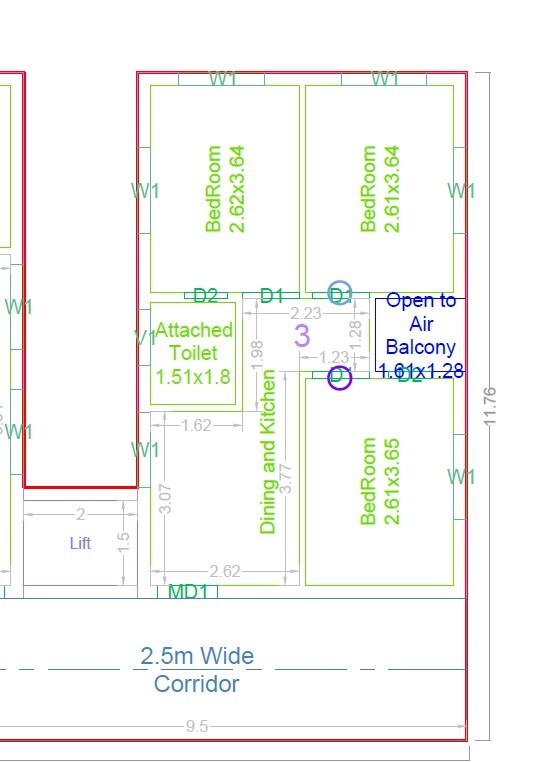 3 BHK 1799 Sq. Ft. Apartment
