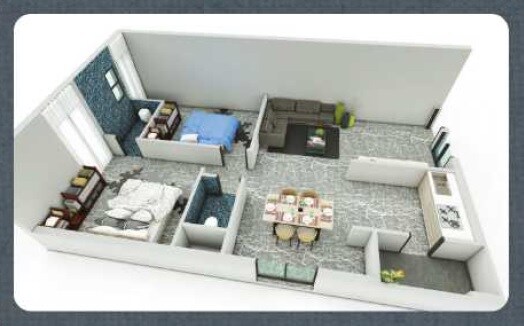 Floor plan of 2 BHK 1200 Sq. Ft. Apartment in Dhanvee Silver Wood Avenue, Hyderabad