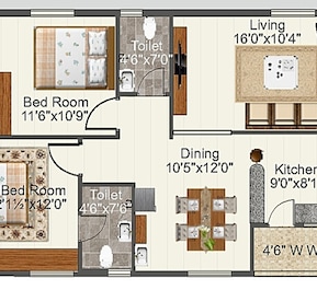 2 BHK 1150 Sq. Ft. Apartment in Dollfine Harmony