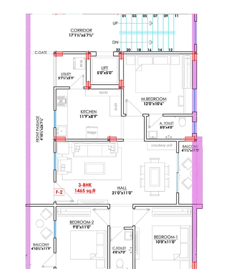 3 BHK 1465 Sq. Ft. Apartment