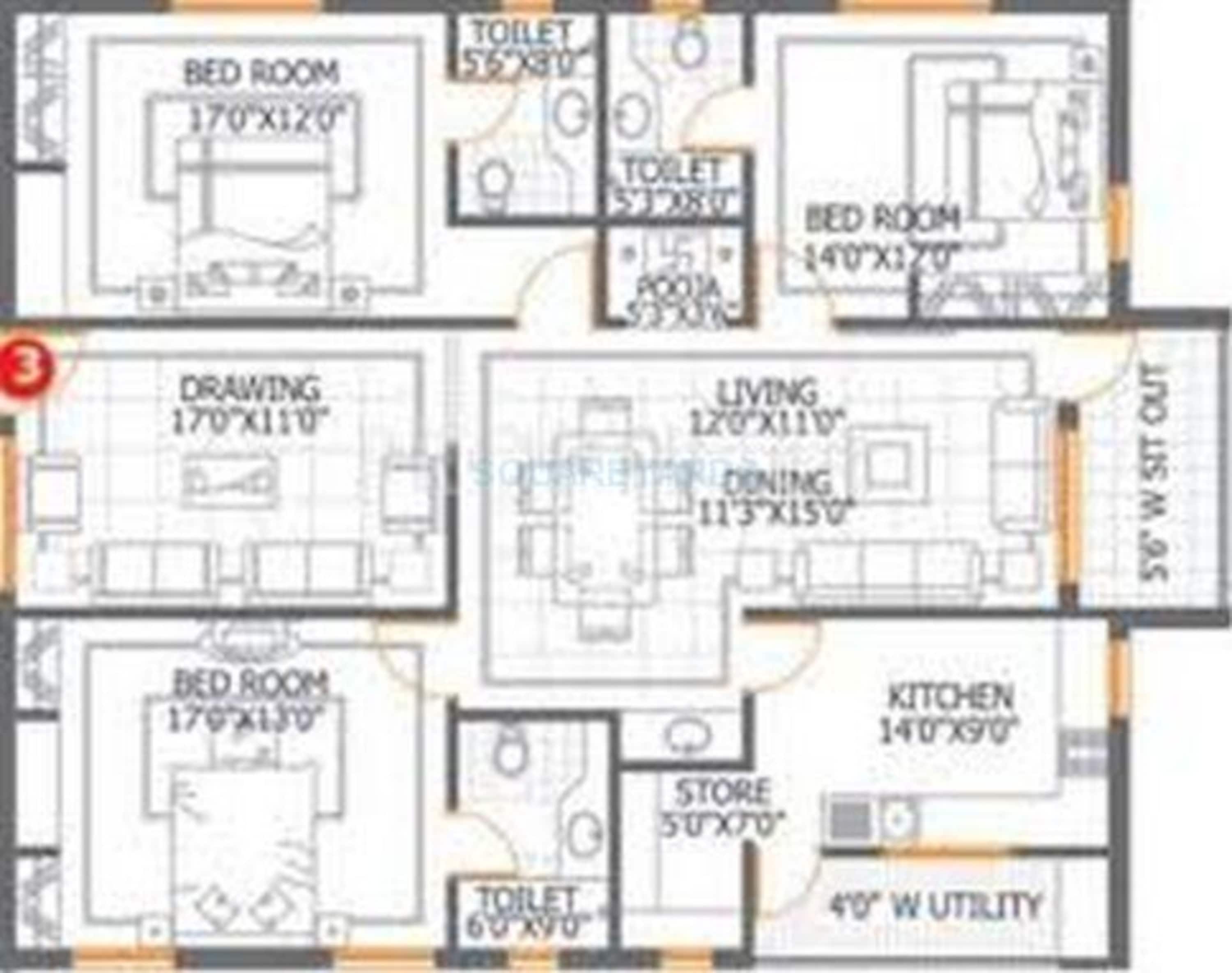dsr infrastructures aditya dsr lake side apartment 3bhk 2165sqft1