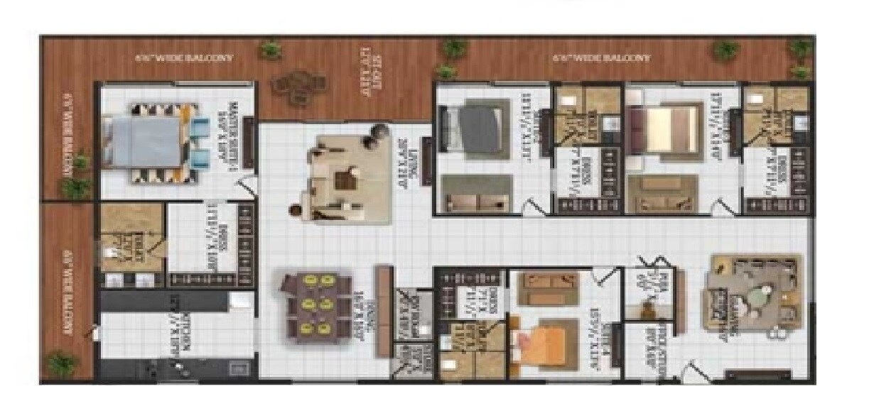 Floor plan of 4 BHK 5999 Sq. Ft. Apartment in DSR W, Hyderabad