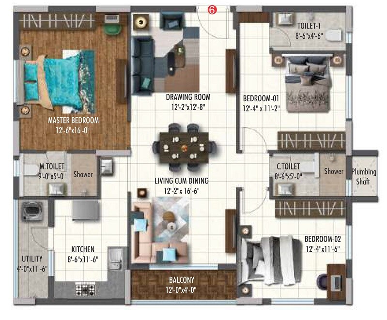 3 BHK 1685 Sq. Ft. Apartment