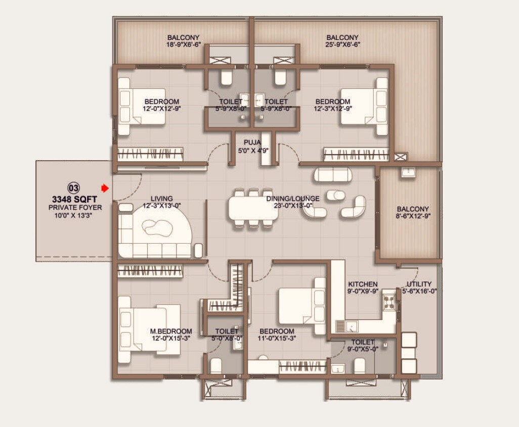 4 BHK 3348 Sq. Ft. Apartment