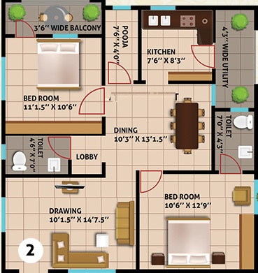 Eco Casa Ujjain 2 BHK Layout