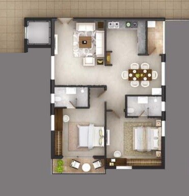 Floor plan of 2 BHK 1425 Sq. Ft. Apartment in EIPL Rivera, Hyderabad