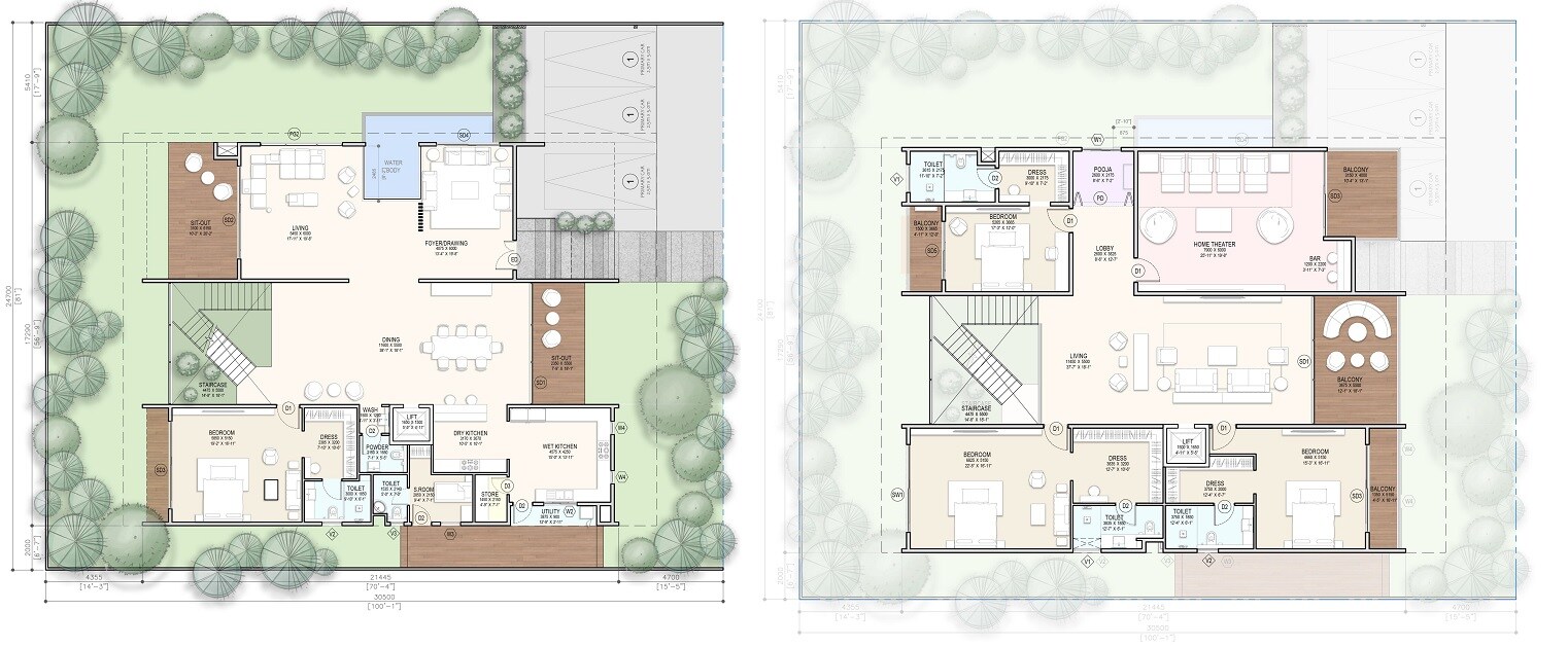 Floor plan of 4 BHK 7939 Sq. Ft. Villa in EIPL Treasure Trove, Hyderabad