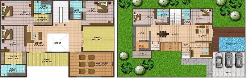 Floor plan of 5 BHK 7000 Sq. Ft. Villa in Ektha Prime Lakemont Homes, Hyderabad
