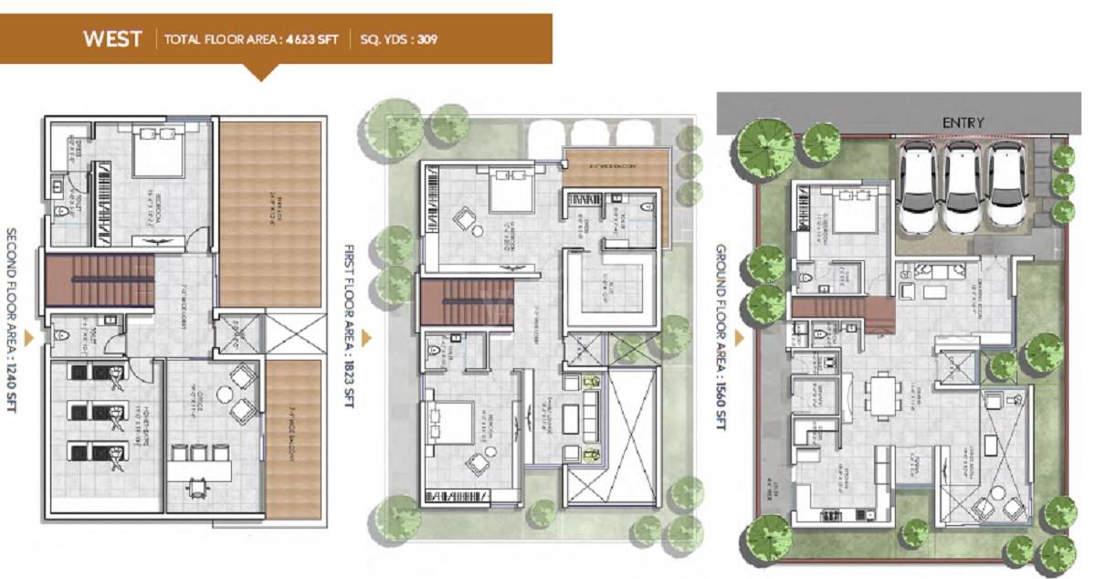 Floor plan of 4 BHK 4623 Sq. Ft. Villa in Elegans Sreyan, Hyderabad