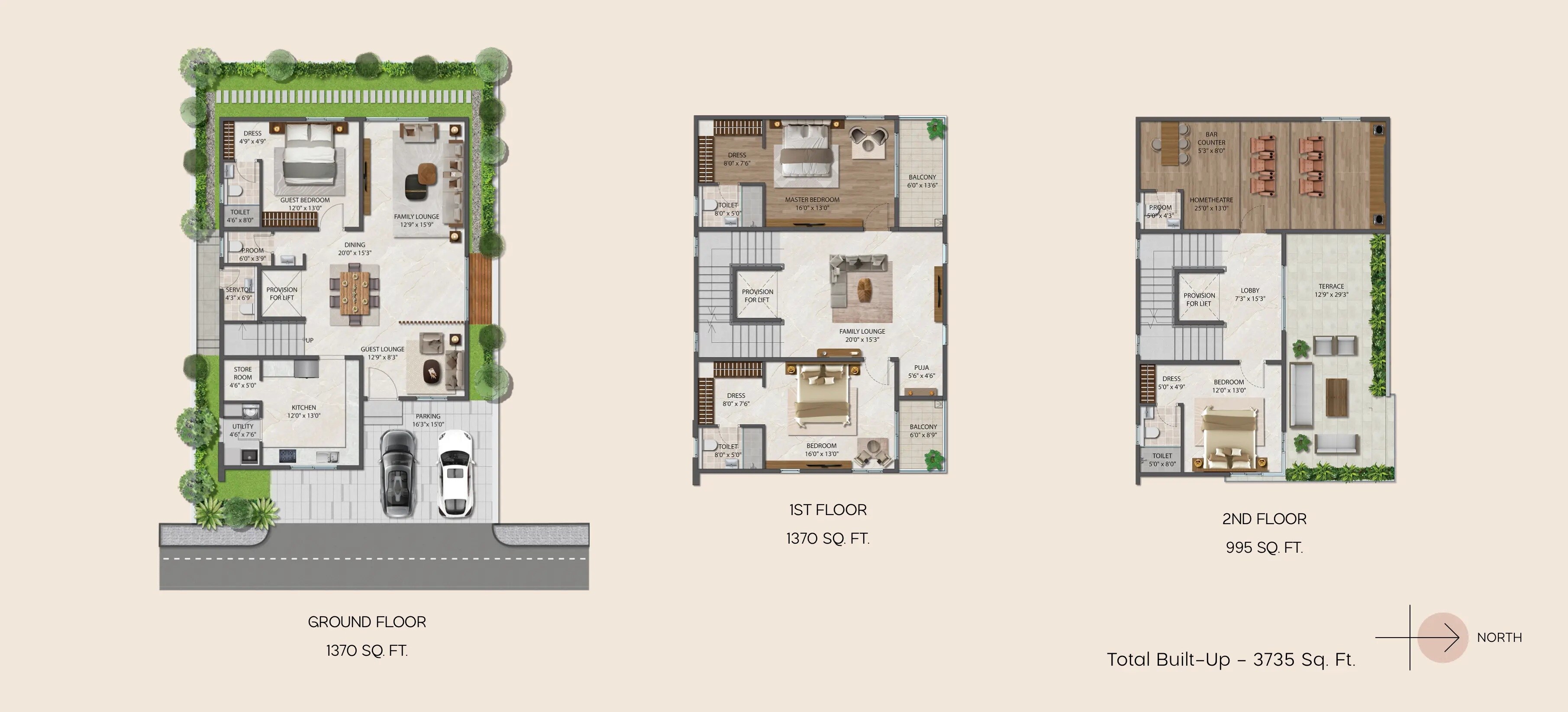 Floor plan of 4 BHK 3735 Sq. Ft. Villa in Elegans Suvasa, Hyderabad