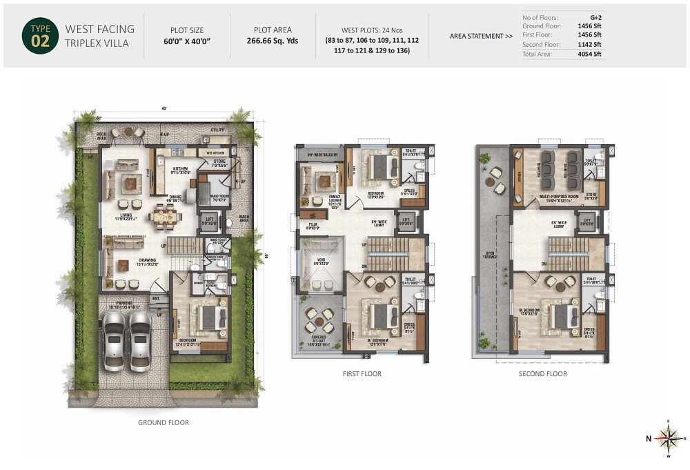 Floor plan of 4 BHK 4054 Sq. Ft. Villa in Elegant La Casa, Hyderabad