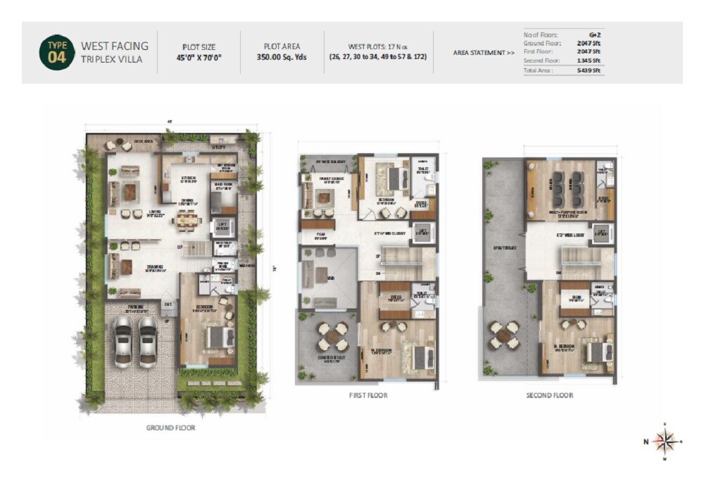 Floor plan of 4 BHK 5439 Sq. Ft. Villa in Elegant La Casa, Hyderabad