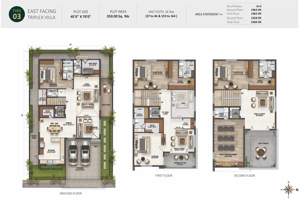Floor plan of 4 BHK 5584 Sq. Ft. Villa in Elegant La Casa, Hyderabad