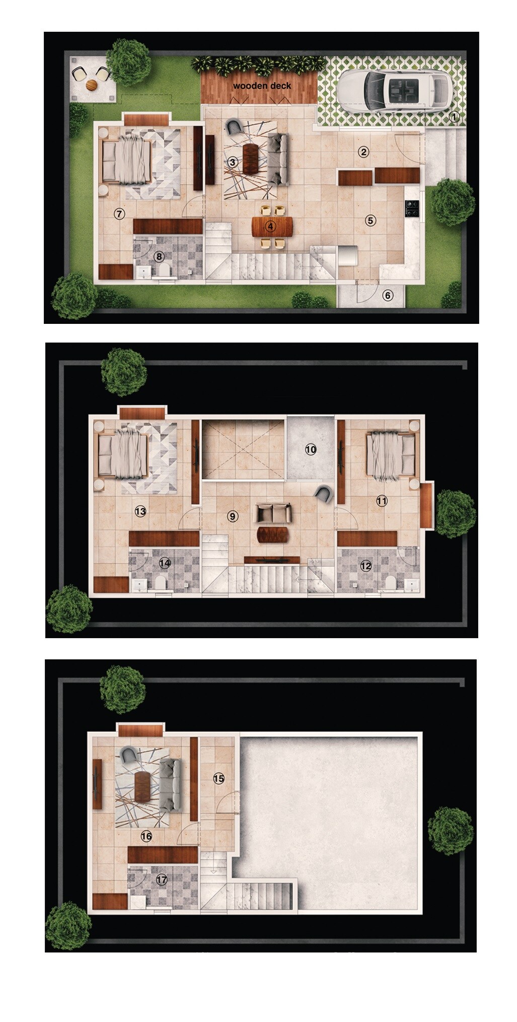 Floor plan of 4 BHK 1930 Sq. Ft. Villa in Elemental Village, Hyderabad
