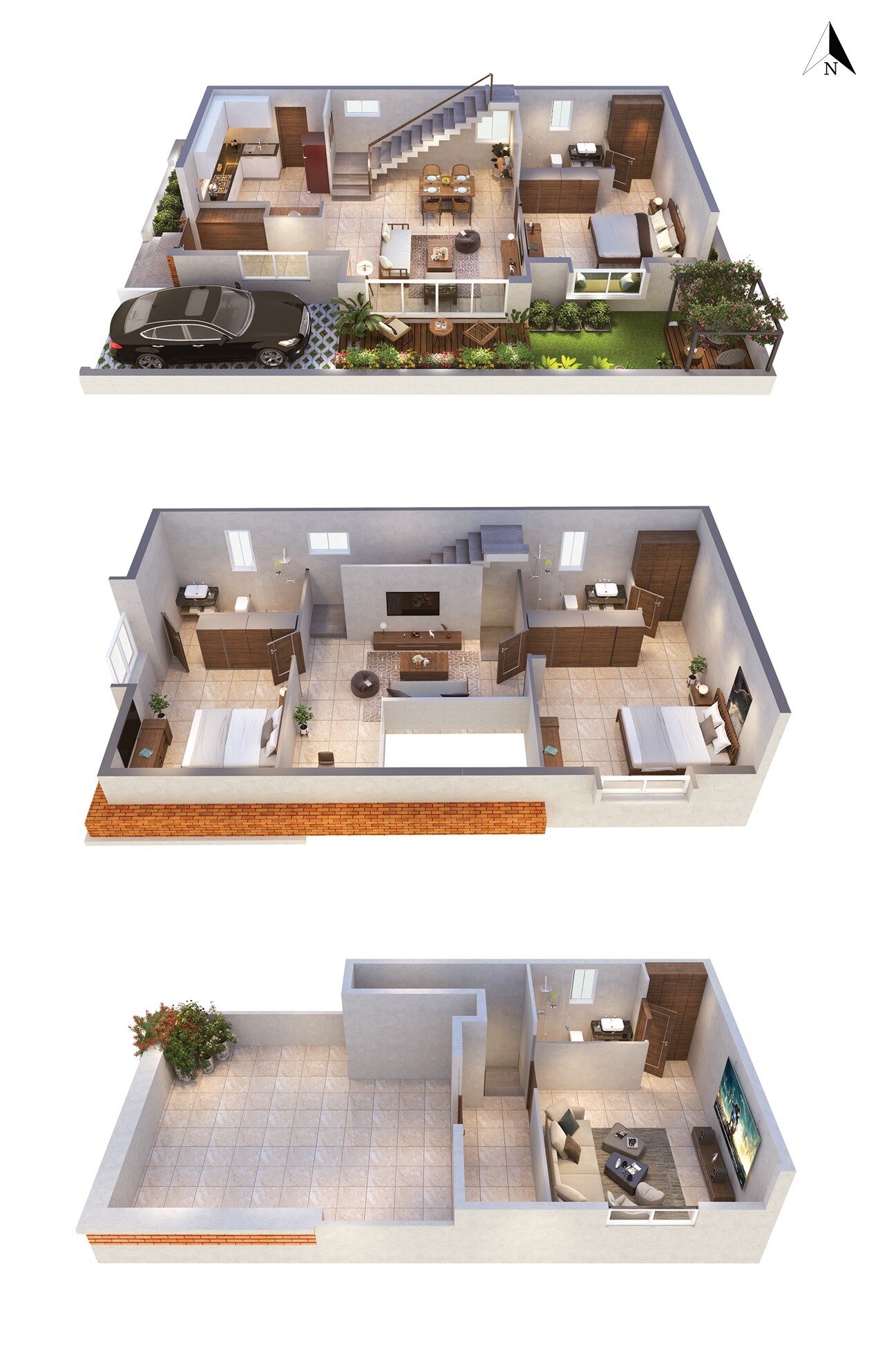 Floor plan of 4 BHK 2300 Sq. Ft. Villa in Elemental Village, Hyderabad