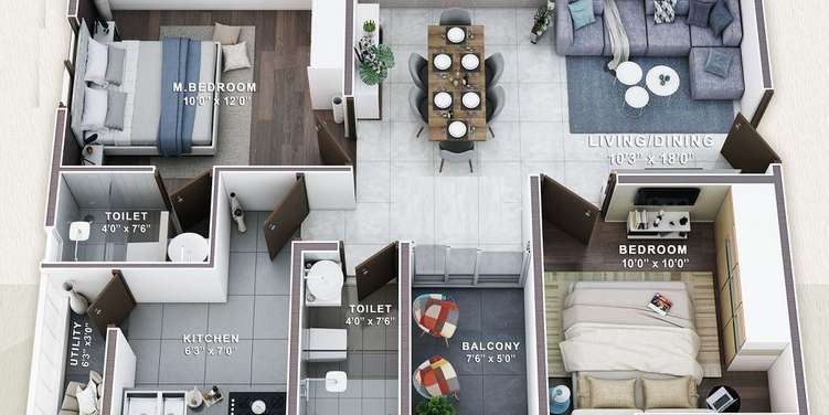 endeco lakeview apartments apartment 2 bhk 1061sqft 20224201164235