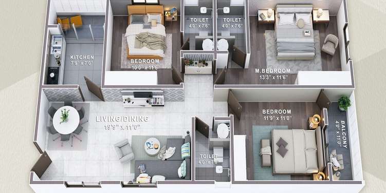 endeco lakeview apartments apartment 3 bhk 1113sqft 20224301164355