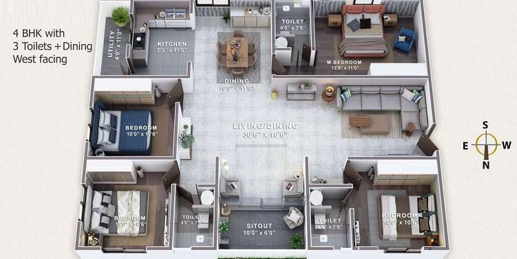 endeco lakeview apartments apartment 4 bhk 1819sqft 20225301165306
