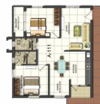 Floor plan of 2 BHK 1105 Sq. Ft. Apartment in Essen Marvella, Hyderabad