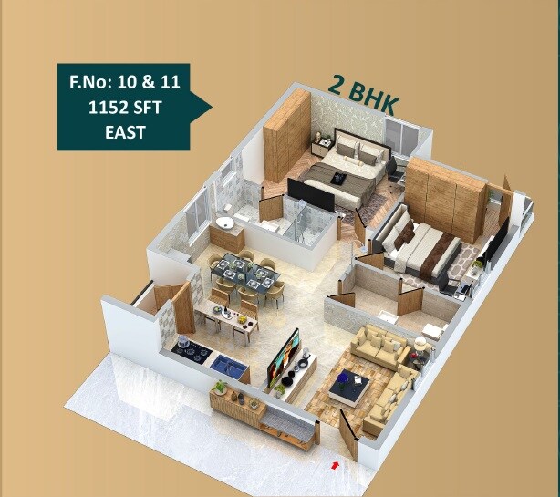 2 BHK 1151 Sq. Ft. Apartment