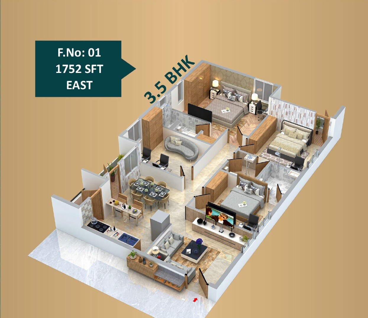 3 BHK 1751 Sq. Ft. Apartment