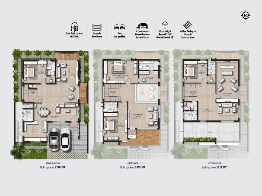 Floor plan of 4 BHK 4657 Sq. Ft. Villa in Five Altilia, Hyderabad