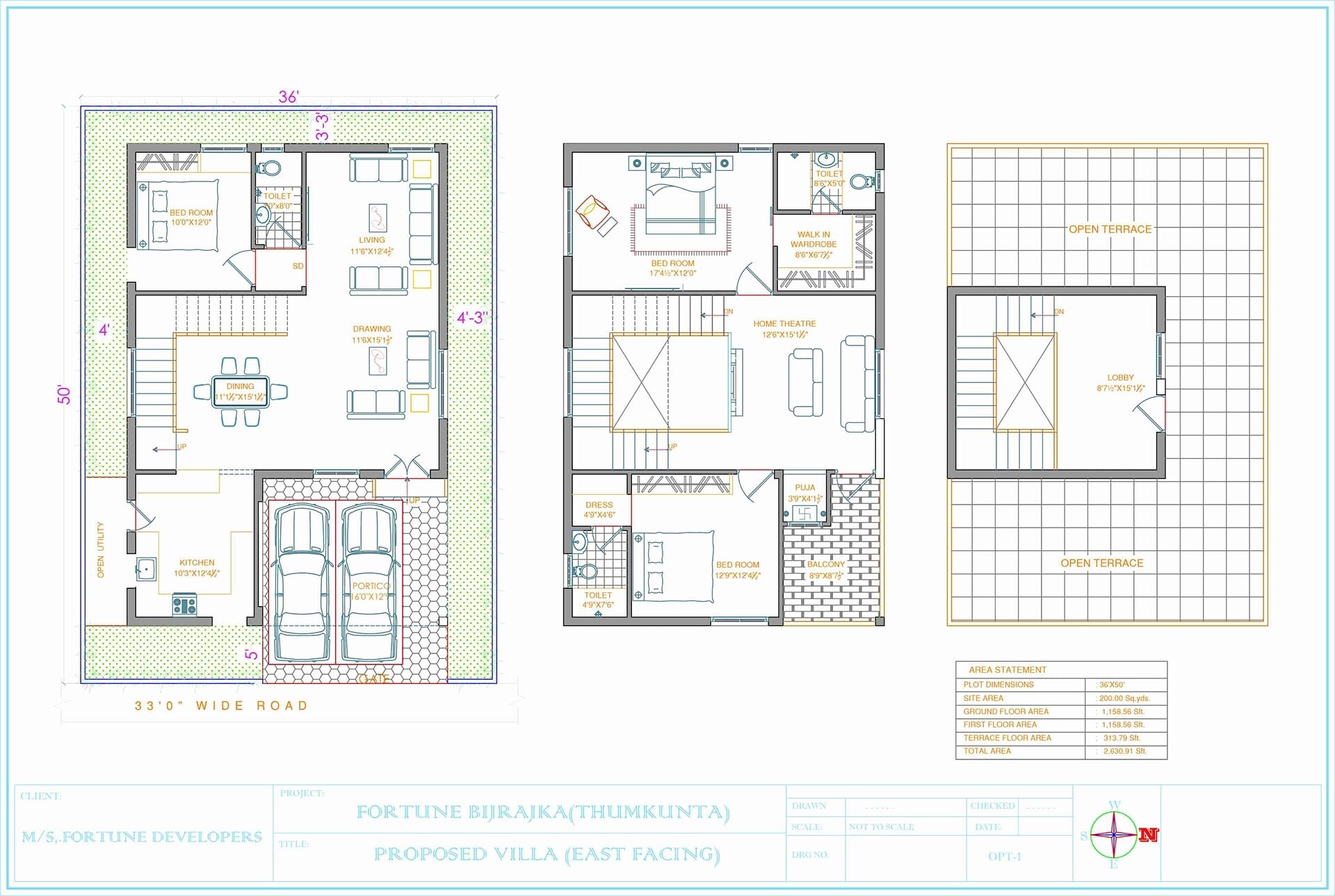 Floor plan of 3 BHK Villa - 2630 sq. ft. in Fortune Binjrajka Nest, Hyderabad