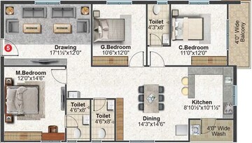  3 BHK Apartment at Fortune Green Homes Sapphire, Tellapur – for Sale
