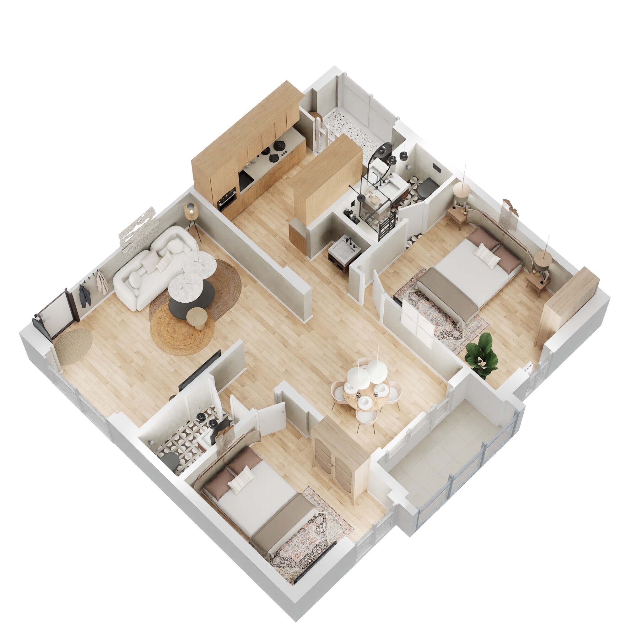 Floor plan of 2 BHK 1193 Sq. Ft. Apartment in Fortune Mayura, Hyderabad
