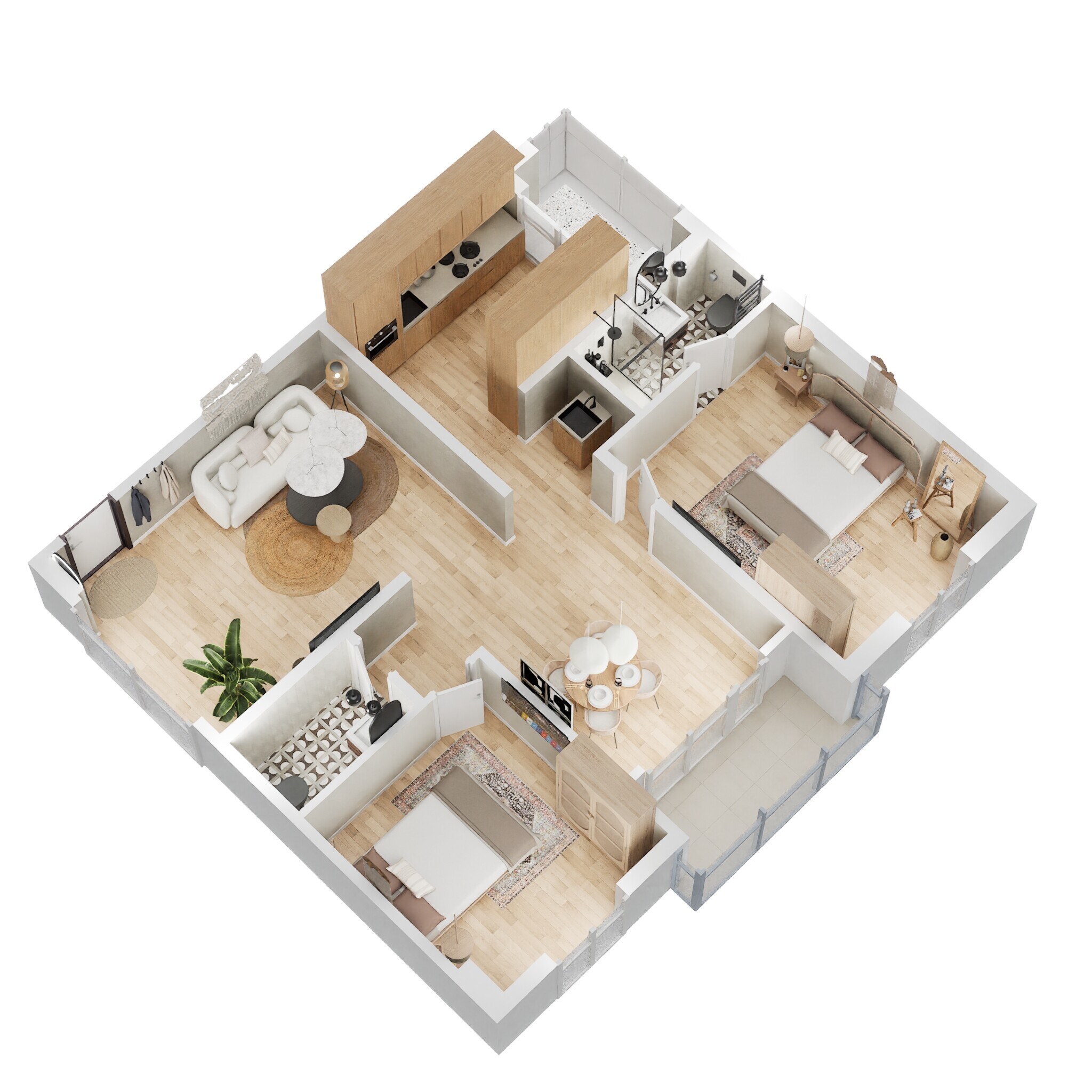 Floor plan of 2 BHK 1210 Sq. Ft. Apartment in Fortune Mayura, Hyderabad