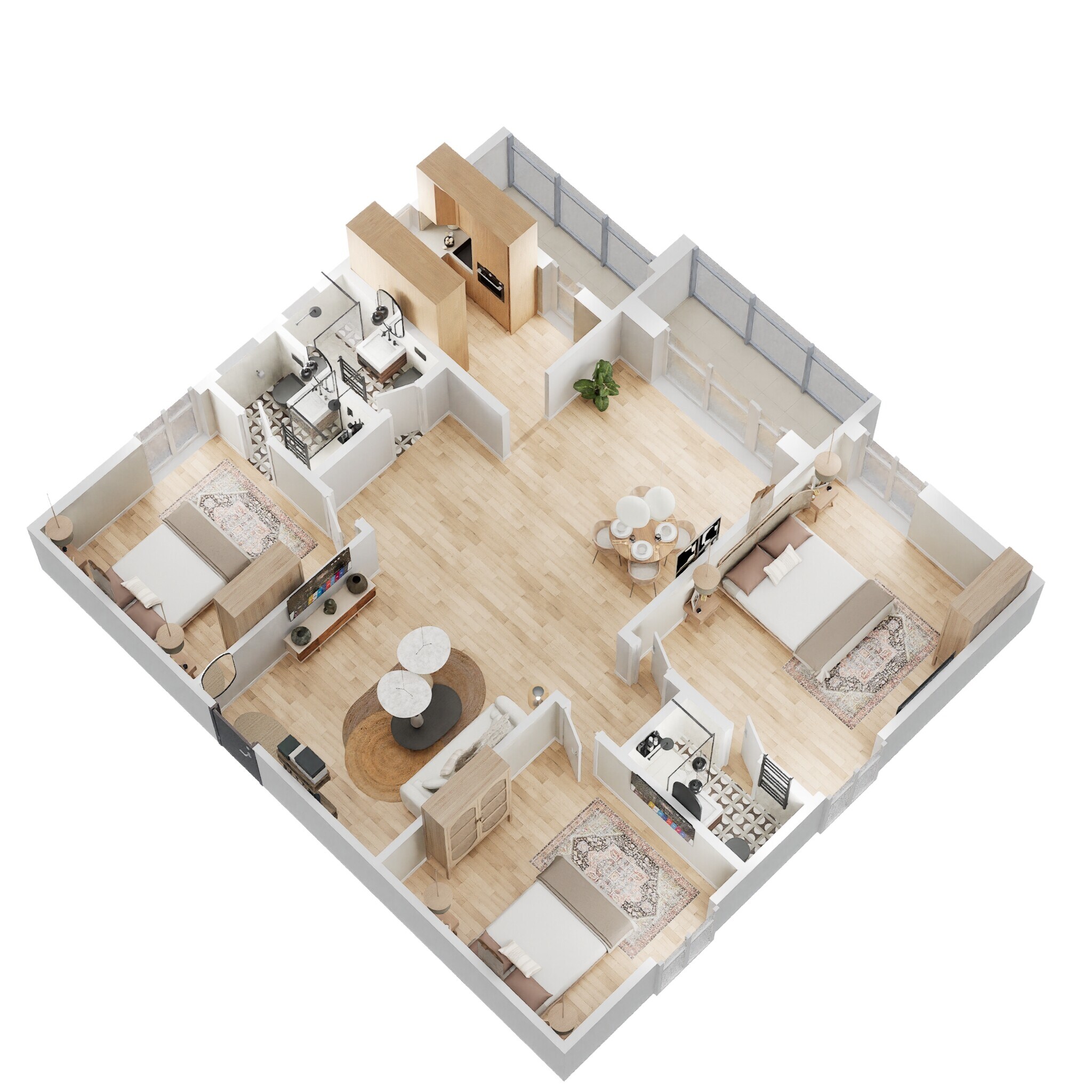 Floor plan of 3 BHK 1560 Sq. Ft. Apartment in Fortune Mayura, Hyderabad