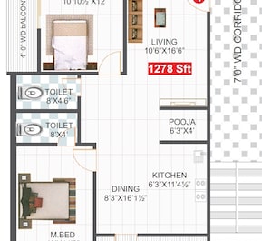 2 BHK 1278 Sq. Ft. Apartment in Fortune Pride Hyderabad